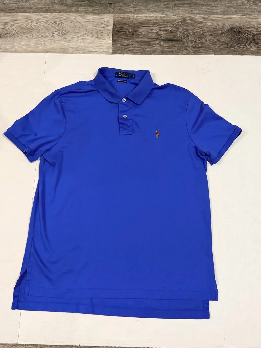 Polo Ralph Lauren Pima Soft Touch Polo Shirt Mens L Blue Pony Logo Golf